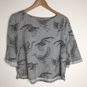 LAST CHANCE! H&M cropped sweatshirt w/ birds